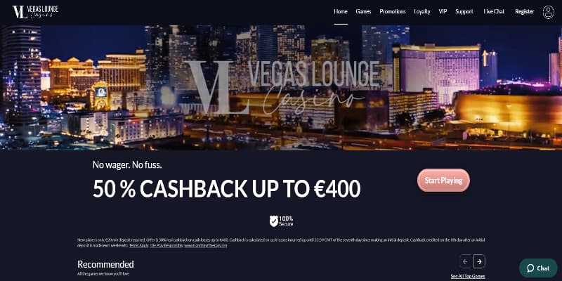 Vegas Lounge homepage Canada bonus 2