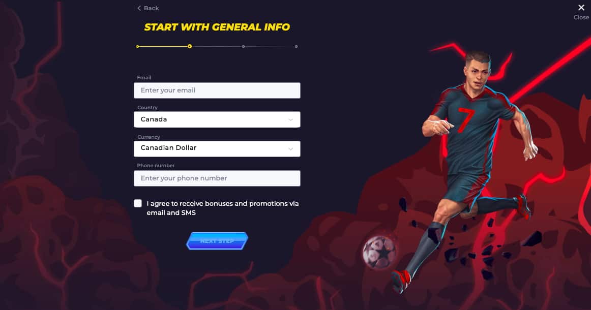 Powbet sign up step two