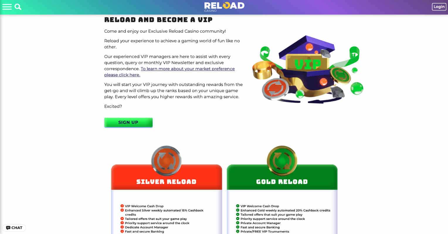 Reaload Casino VIP Rewards