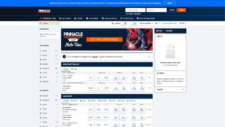 The Pinnacle online sportsbook platform