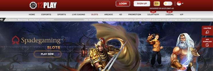 12Play Casino homepage - The best slots casinos Singapore 