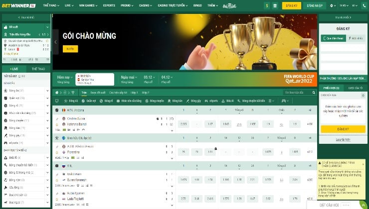 BetWinner online sports betting site Vietnam
