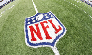 29 DECEMBER 2013: The NFL logo during a regular season NFL football game between the Philadelphia Eagles and Dallas Cowboys at AT&T Stadium in Arlington, TX.