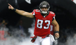 11 September 2016: Atlanta Falcons tight end Jacob Tamme (83) is introduced in the Tampa Bay Buccaneers 31-24 victory over the Atlanta Falcons at the Georgia Dome in Atlanta Georgia.
