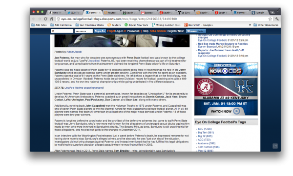 CBS Sports Paterno error