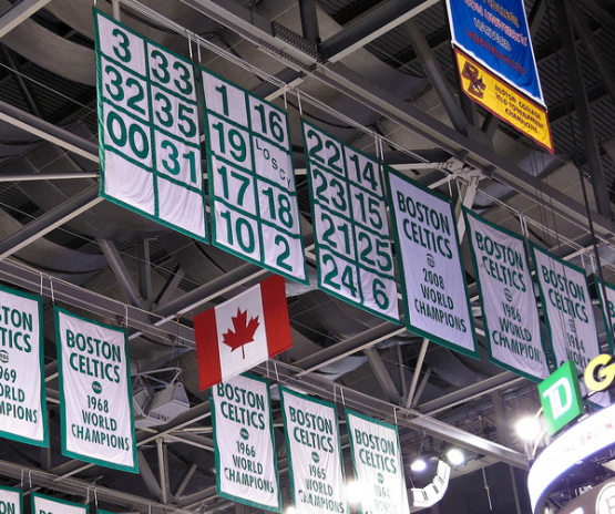 Celtics Retired Numbers Banners