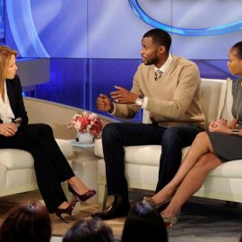 KATIE - Former NBA star Keyon Dooling opens up about being sexually abused as a child and how he is confronting his past on KATIE, distributed by Disney-ABC Domestic Television. (Disney-ABC/ Ida Mae Astute) KATIE COURIC, KEYON DOOLING, NATOSHA DOOLING (WIFE)