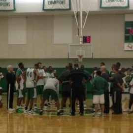 celtics huddled