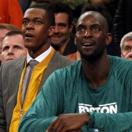 garnett and rondo on the bench