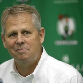 (09/28/2012 - Waltham, MA) Danny Ainge speaks to the media at the Celtics media day at HealthPoint in Waltham Friday afternoon. (092812celtstbc - Photo by Tara Carvalho.)