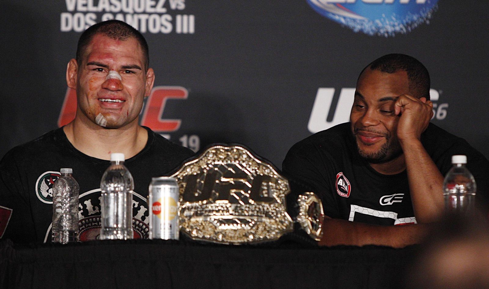 Cain Velasquez & Daniel Cormier at UFC 166 press      conference