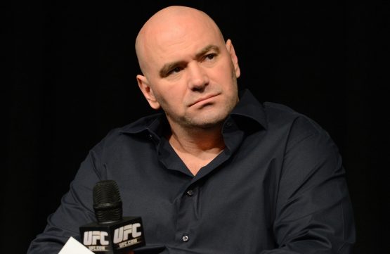 Dana White ponders a question at UFC Fight Pass press      conference