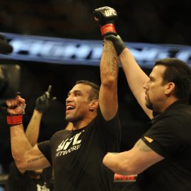 fabricio werdum celebrates his win over travis browne with big john mccarthy