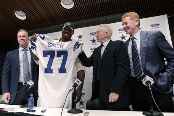 Jerry Jones, Jason Garrett, Stephen Jones, Tyron Smith