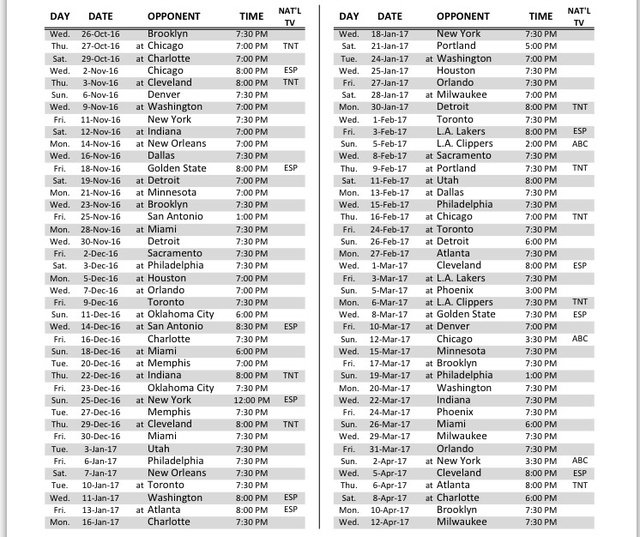 schedule