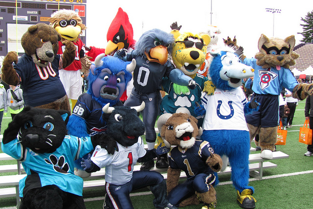 Not only is Miles the best mascot in the NFL, but he's wearing CROCS 