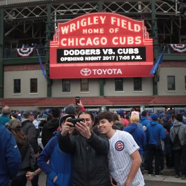 Fans Gather For MLB Champion Chicago Cubs Opening Day At Wrigley Field