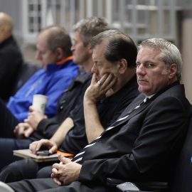 NEW YORK, NY - SEPTEMBER 12: General Manager Garth Snow of the New York Islanders watches the teams first practice at the Barclays Center on September 12, 2013 in Brooklyn borough of New York City. The Islanders are due to move into the building at the start of the 2015-16 season. (Photo by Bruce Bennett/Getty Images)