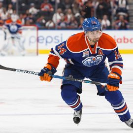 EDMONTON, AB - OCTOBER 16: Jordan Eberle #14 of the Edmonton Oilers skates against the Buffalo Sabres on October 16, 2016 at Rogers Place in Edmonton, Alberta, Canada. (Photo by Codie McLachlan/Getty Images)
