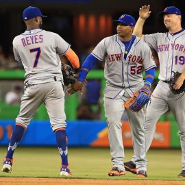 during a game at Marlins Park on June 29, 2017 in Miami, Florida.