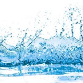 splashing blue water on white background