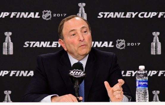 PITTSBURGH, PA - MAY 29: National Hockey League Commissioner Gary Bettman speaks to the media prior to Game One of the 2017 NHL Stanley Cup Final between the Pittsburgh Penguins and the Nashville Predators at PPG Paints Arena on May 29, 2017 in Pittsburgh, Pennsylvania. (Photo by Matt Kincaid/Getty Images)