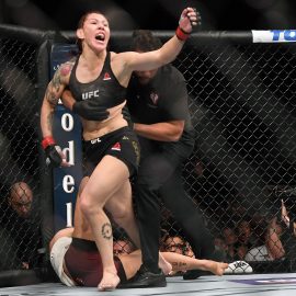 cris cyborg celebrates win over yana kunitskaya