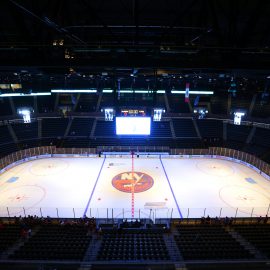 Sep 17, 2017; Uniondale, NY, USA; General view of the ice before a game between the New York Islanders and the Philadelphia Flyers at NYCB Live at the Nassau Veterans Memorial Coliseum. Mandatory Credit: Brad Penner-USA TODAY Sports
