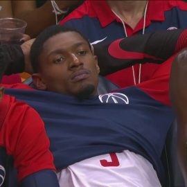 Bradley Beal bench hands behind head sigh sad