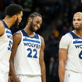 Karl-Anthony Towns, Andrew Wiggins, and Taj Gibson