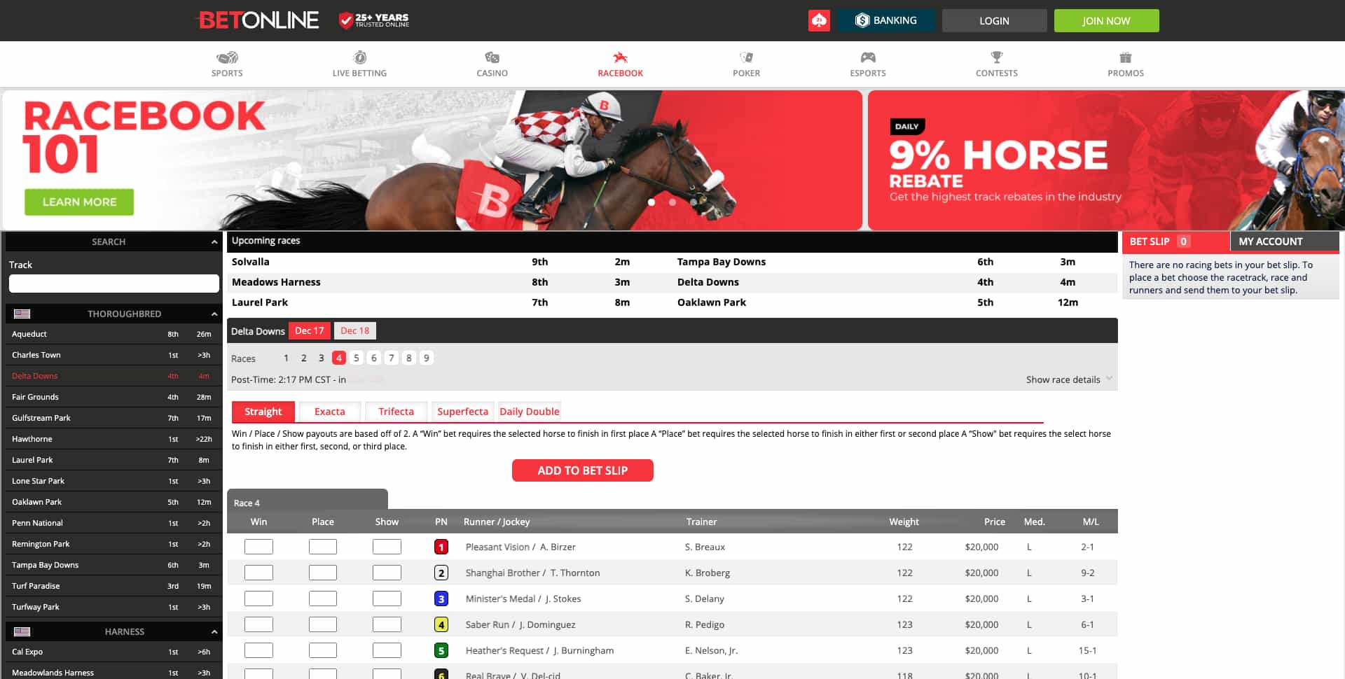 Bet on horse racing with BetOnline