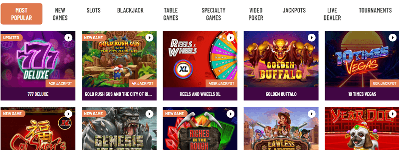 Cafe Casino game library