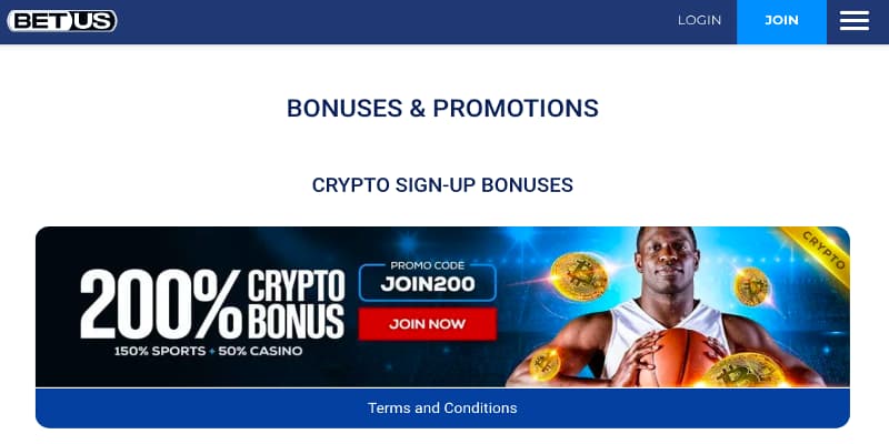 BetUS NFL live betting crypto promotion