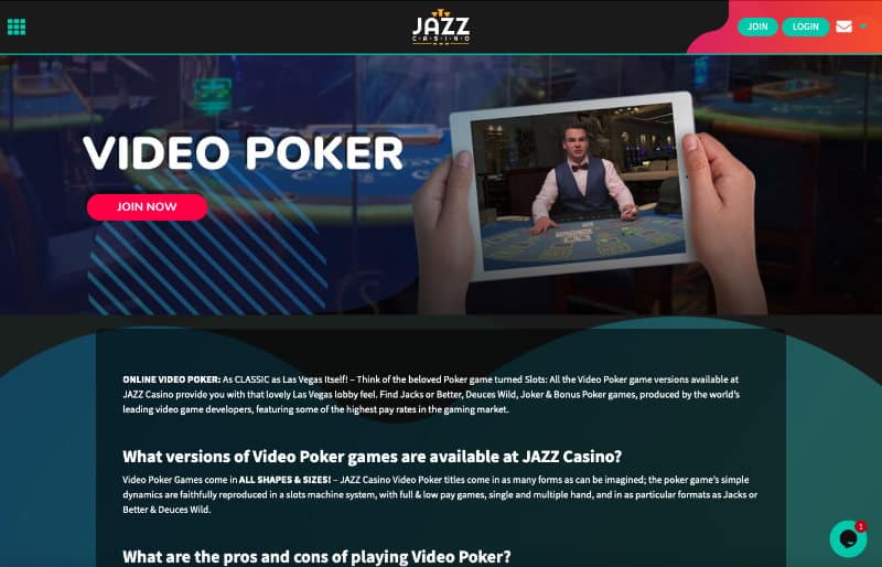 Jazz Casino Video Poker