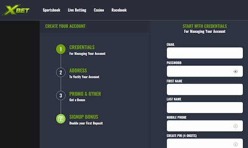 Xbet signup proces