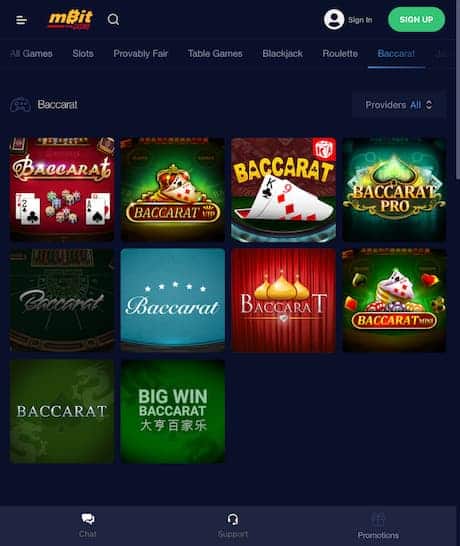 mBit Casino Baccarat App
