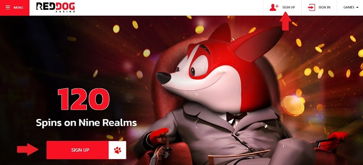 Red Dog Casino Sign Up Buttons