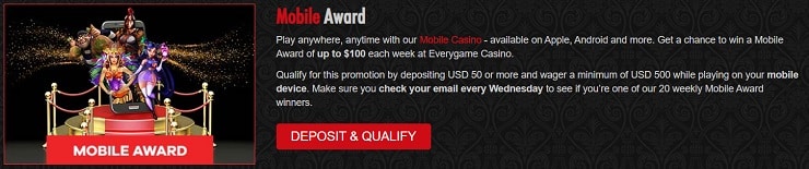 Everygame Casino mobile bonus