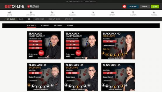 BetOnline Bitcoin Live Blackjack 