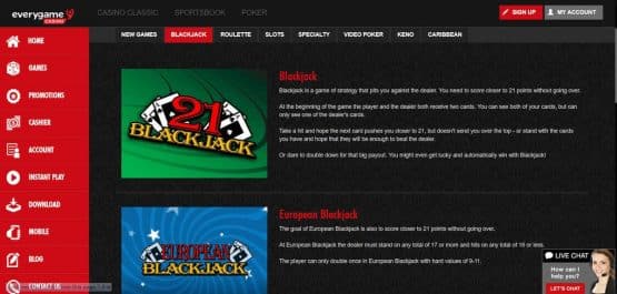 Everygame - Online blackjack games app