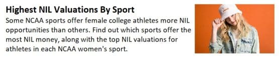 Highest NIL Valuations by Sport