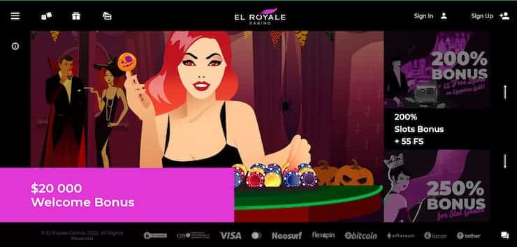 EL Royale offshore casino homepage