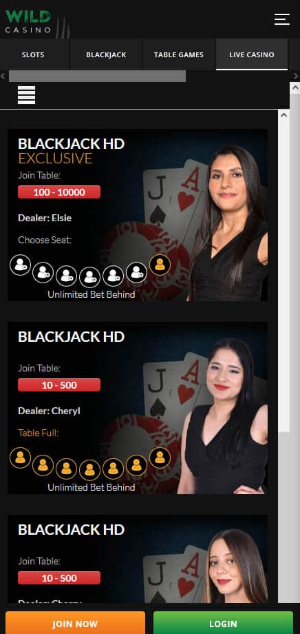 Wild Casino Live Dealer App