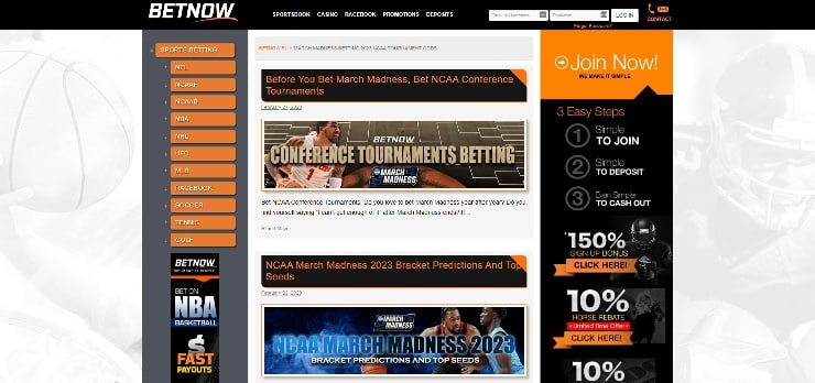 BetNow - Top March Madness betting website