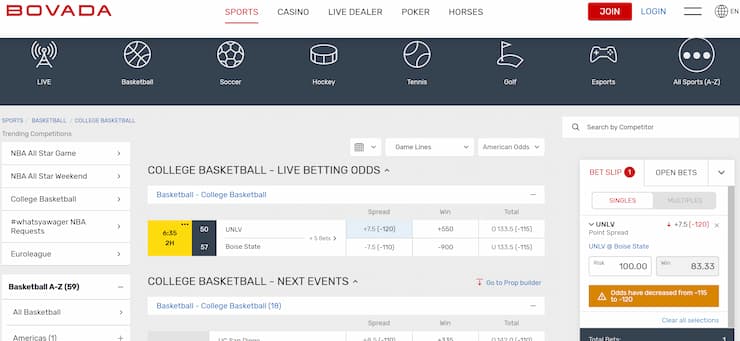 Best NCAA college basketball betting site