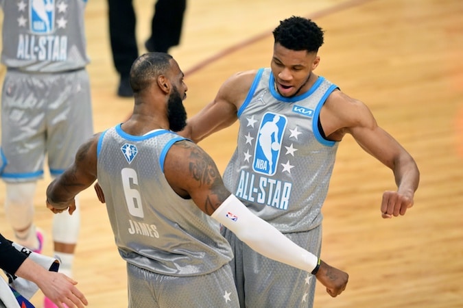Giannis and LeBron at the All-Star Game.