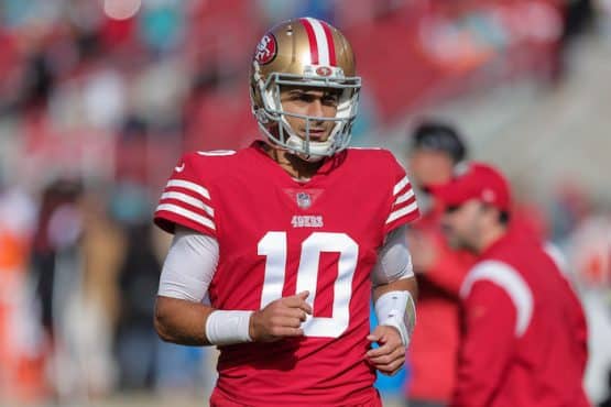 Jimmy Garoppolo runs out for the San Francisco 49ers.