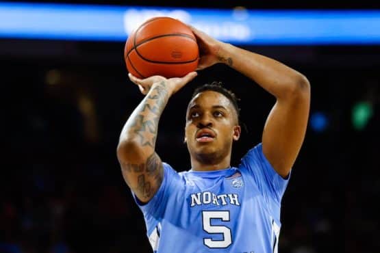 North Carolina Tar Heels forward Armando Bacot shoots a free throw.