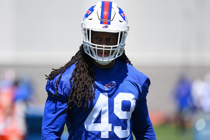 Tremaine Edmunds of the Buffalo Bills stares.