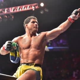 Gilbert Burns points on top of the octagon.